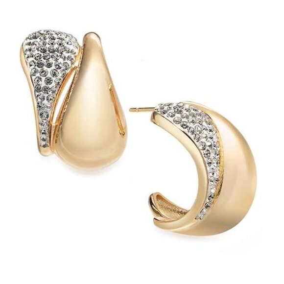 NEW And Now This Crystal Double Teardrop C Hoop Earring Macy's Exclusive $50 - Picture 2 of 4